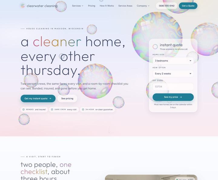 Clearwater Cleaning Co. template, full page