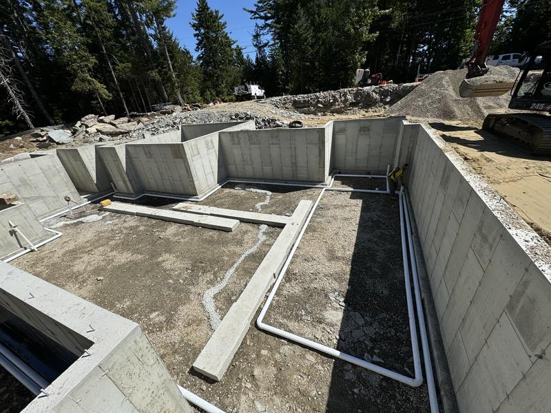 Foundation hole dug to spec in Southern Maine