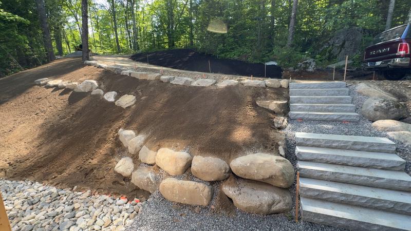 Custom landscape stone wall, Cumberland County