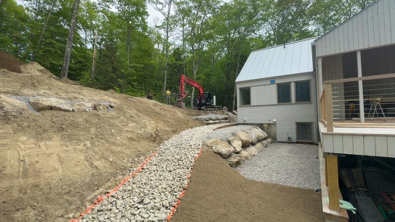 Stone wall construction in Southern Maine