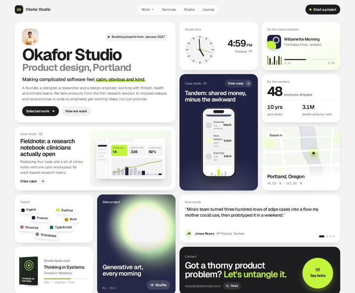 Okafor Studio template, full page