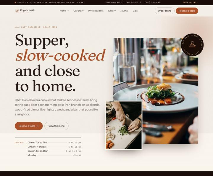 Copper Kettle Bistro template, full page
