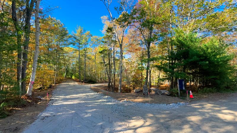 Finished crushed-stone driveway in Maine