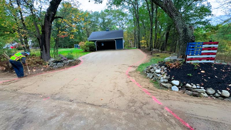 Finished crushed-stone driveway in Maine