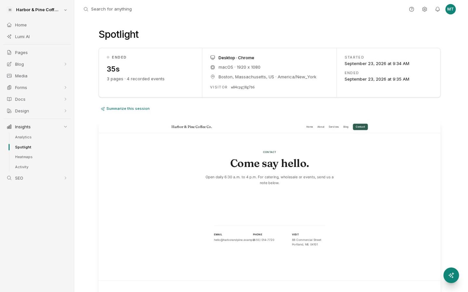 Watch visitor sessions with Spotlight