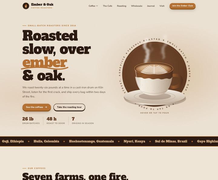 Ember & Oak template, full page