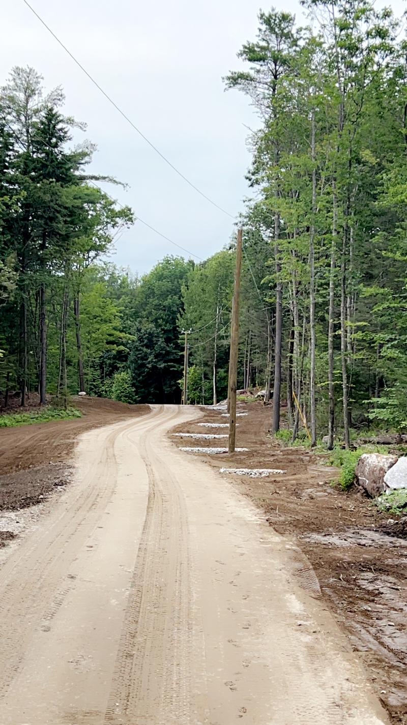 Finished crushed-stone driveway in Maine