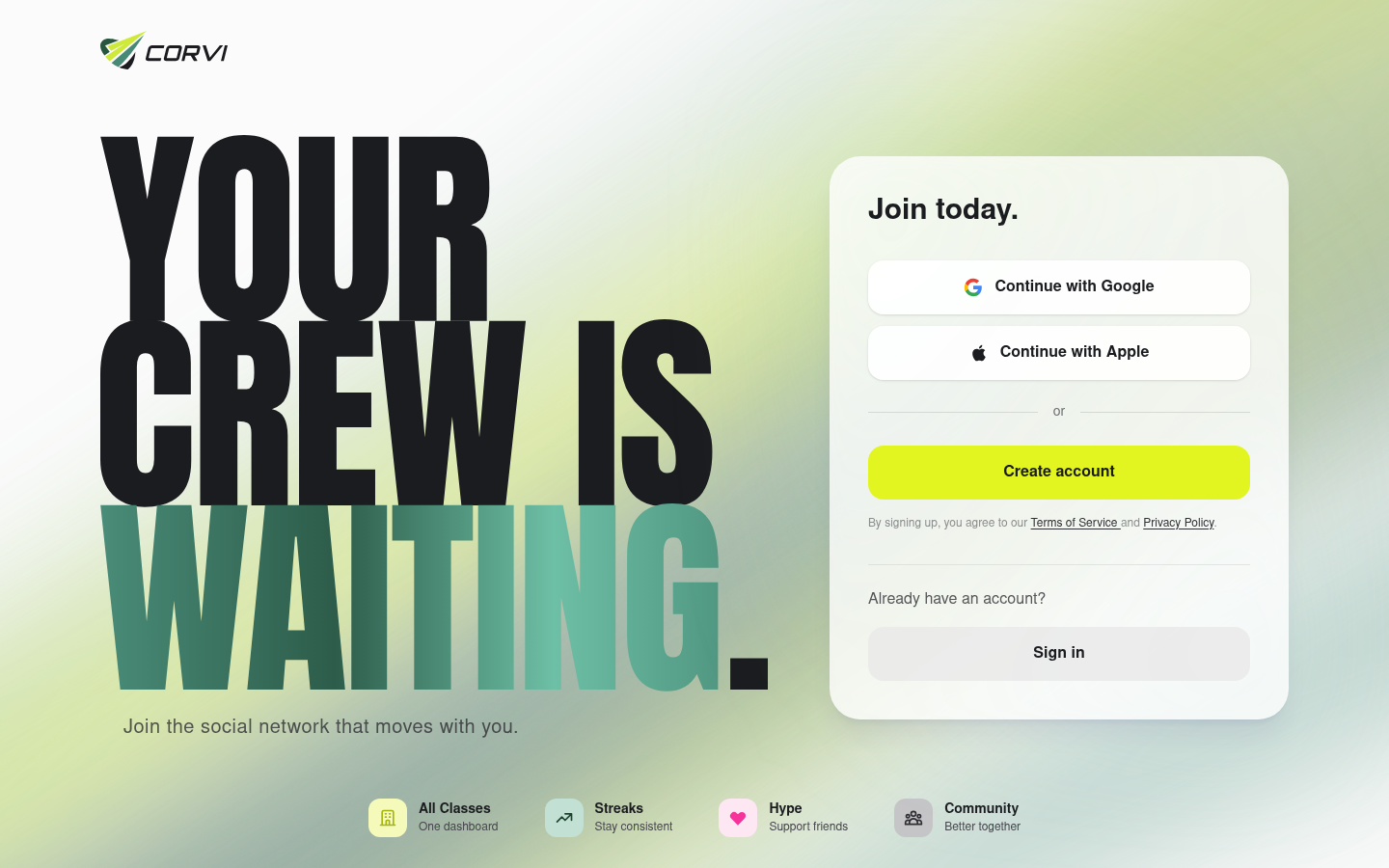 Corvi website screenshot