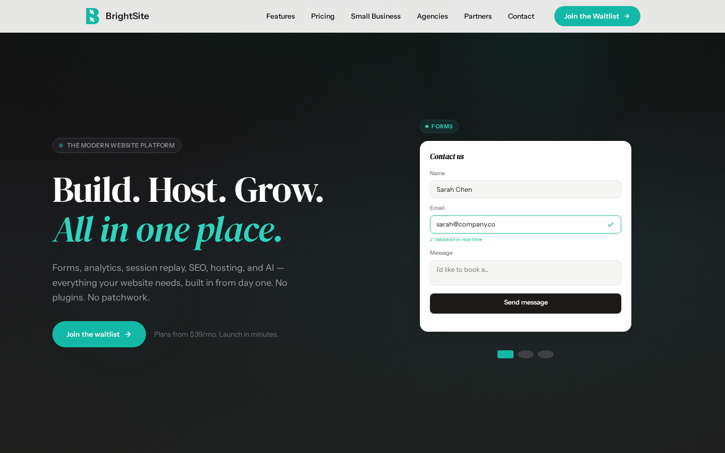 BrightSite website screenshot