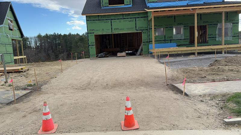 Finished crushed-stone driveway in Maine