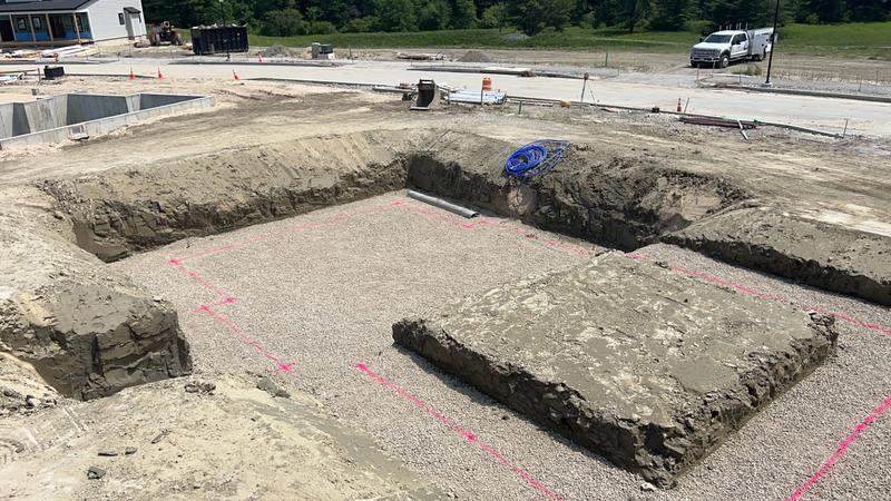 Foundation hole dug to spec in Southern Maine
