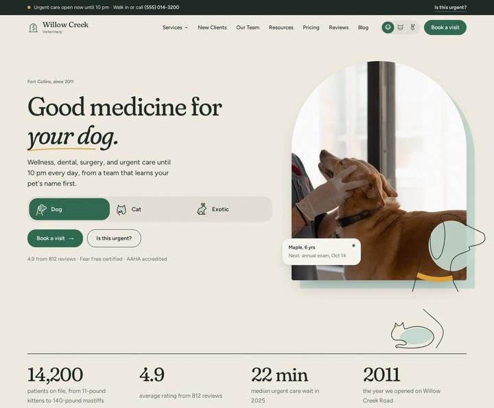 Willow Creek Veterinary template, full page