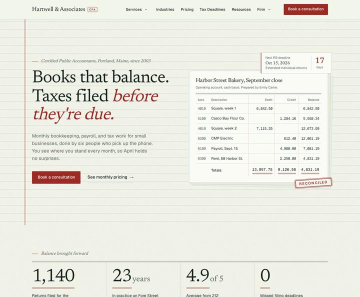 Hartwell & Associates template, full page
