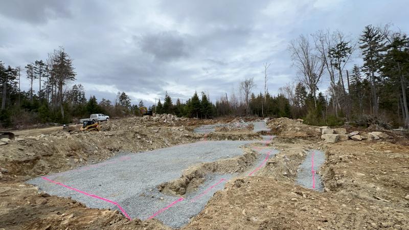Foundation hole dug to spec in Southern Maine