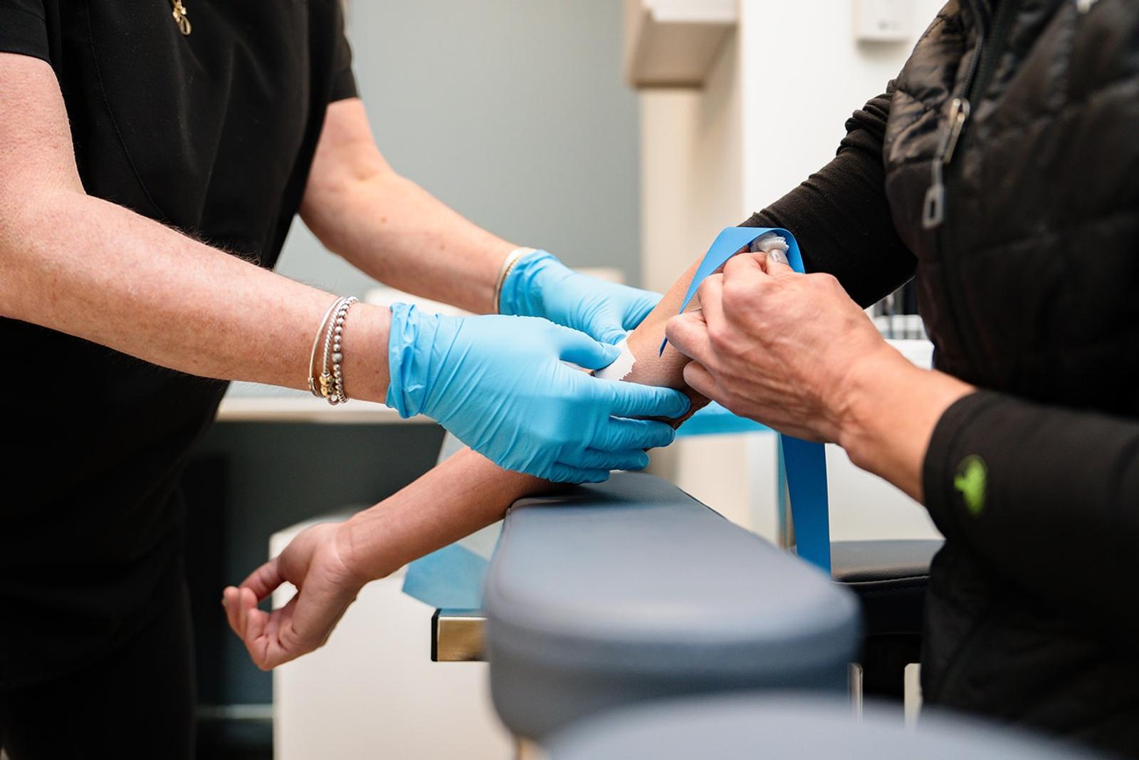 Phlebotomy blood draw at TruForm Longevity in Falmouth, Maine — 64+ biomarker panel