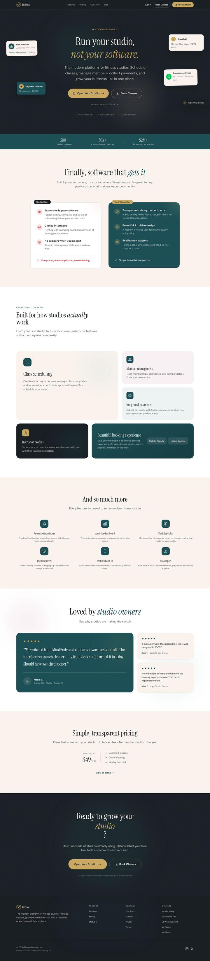 FitBook website, full page