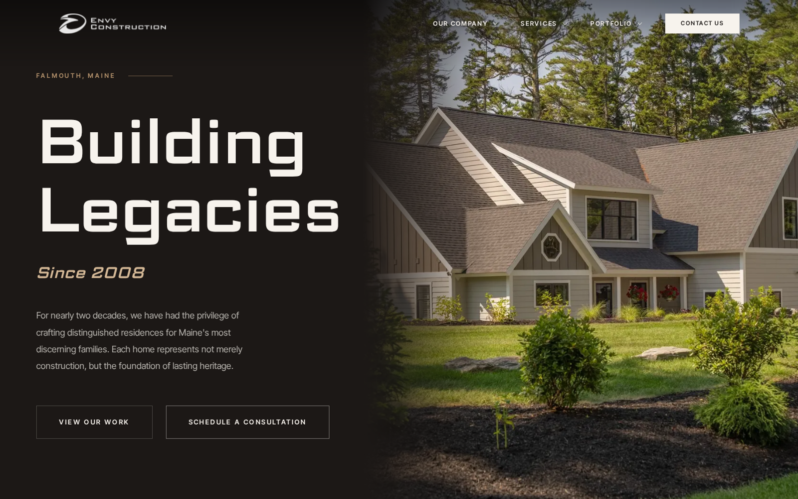 Envy Construction website designed by K Squared