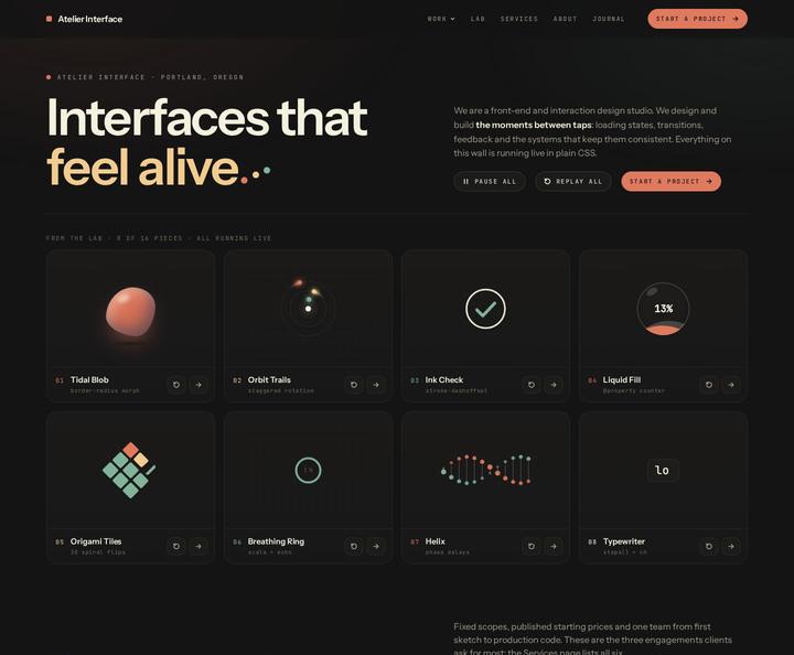 Atelier Interface template, full page