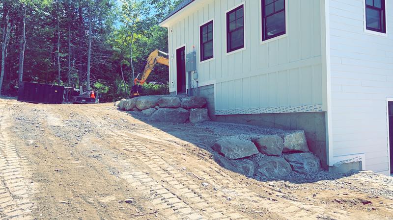 Stone wall construction in Southern Maine
