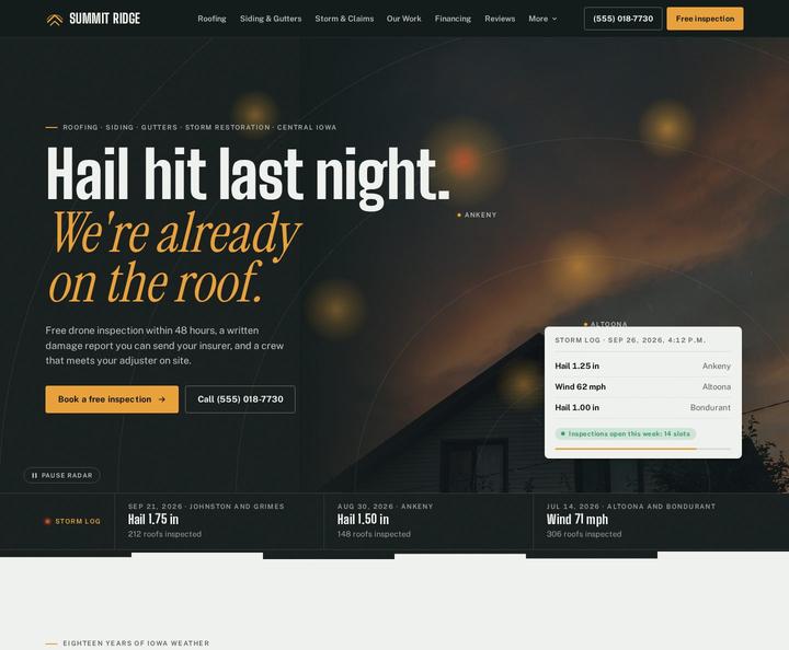 Summit Ridge Roofing template, full page