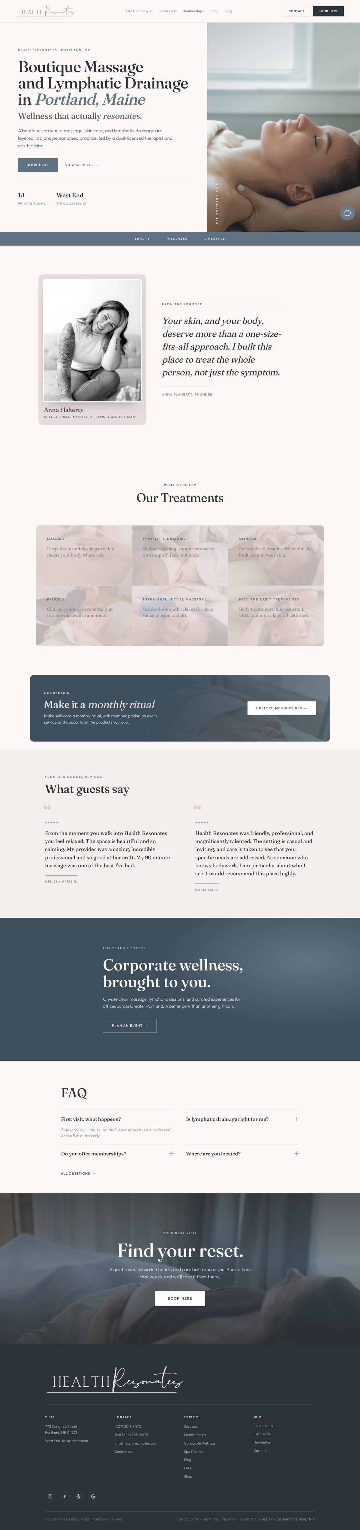 Health Resonates website, full page