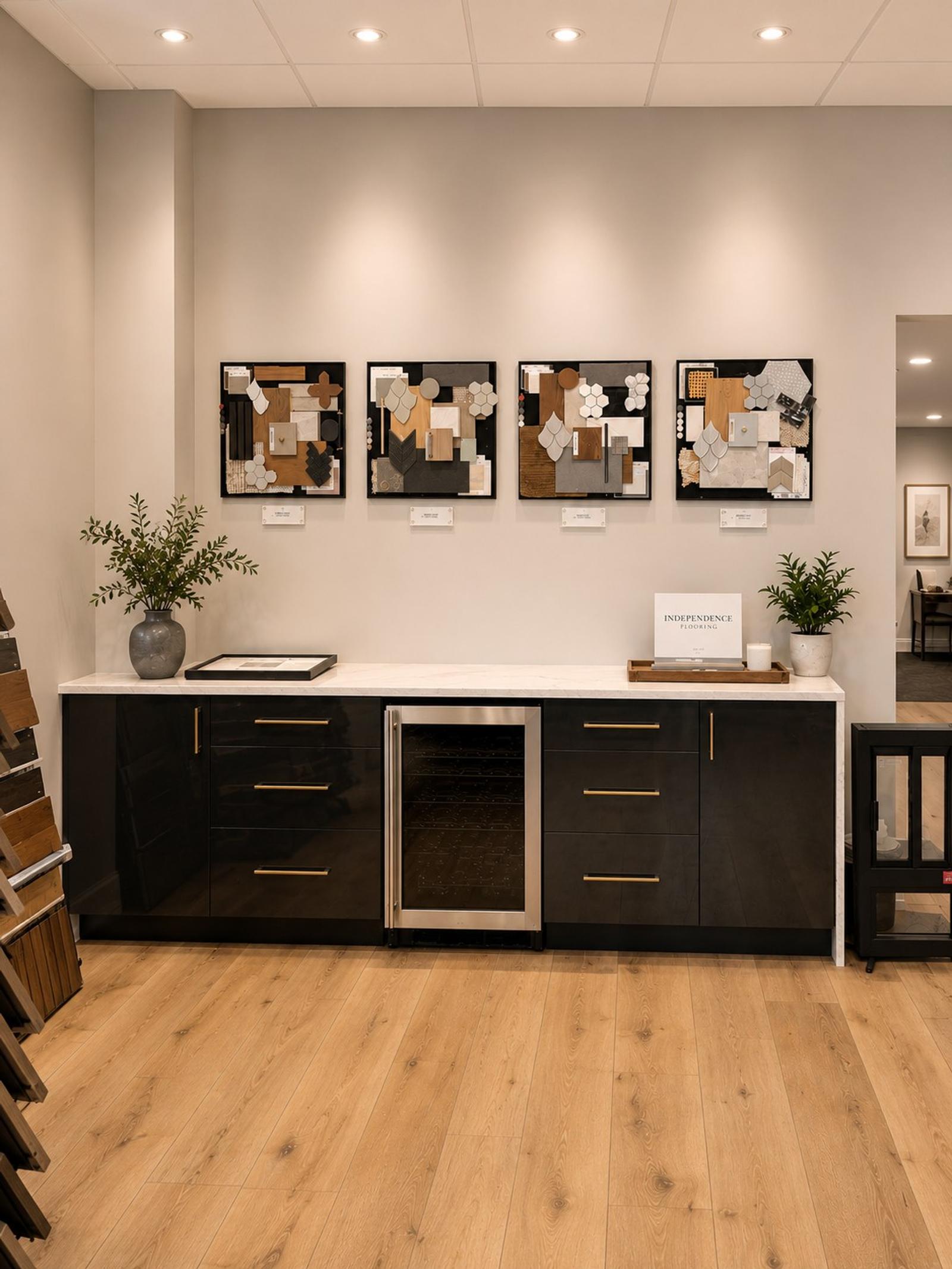 Independence Flooring mood boards in the Envy showroom