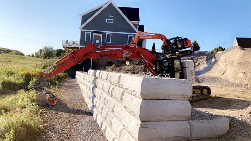 Stone wall construction in Southern Maine
