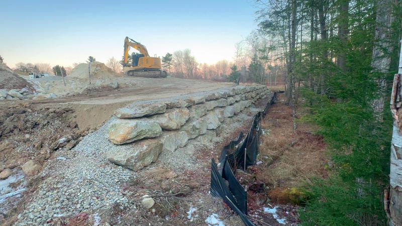 Stone wall construction in Southern Maine