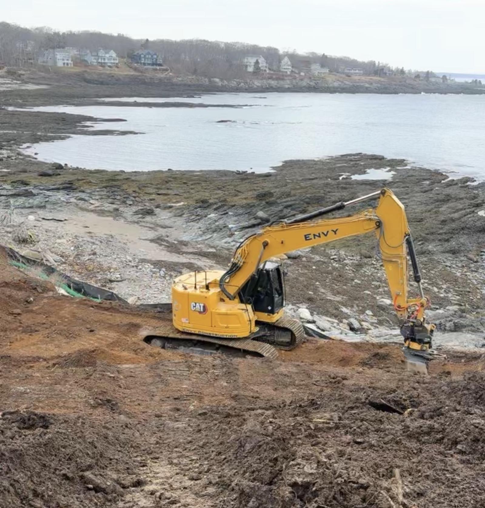 A coastal waterfront project underway